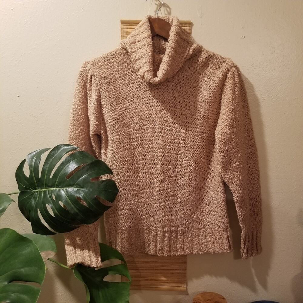 Vintage Tan / Peach Boucle Cowl Neck Sweater